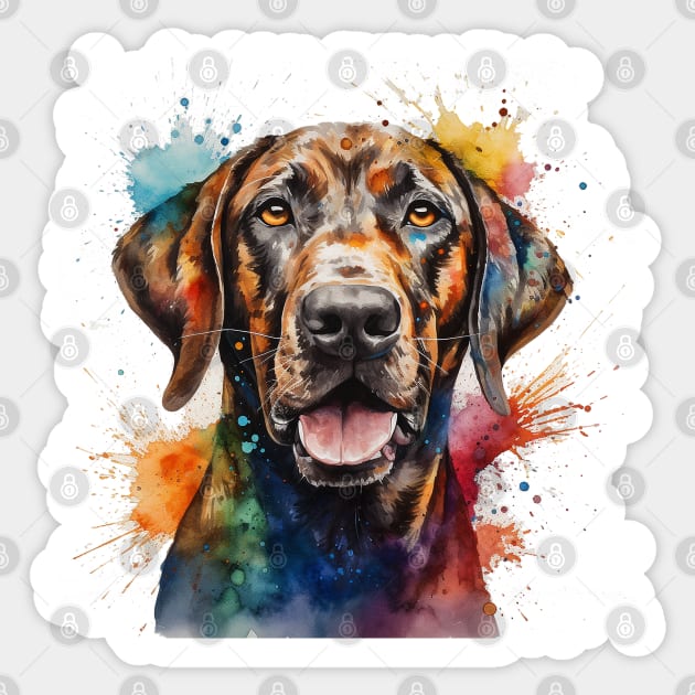 Plott Hound Bright Watercolor Painting Sticker by nonbeenarydesigns
